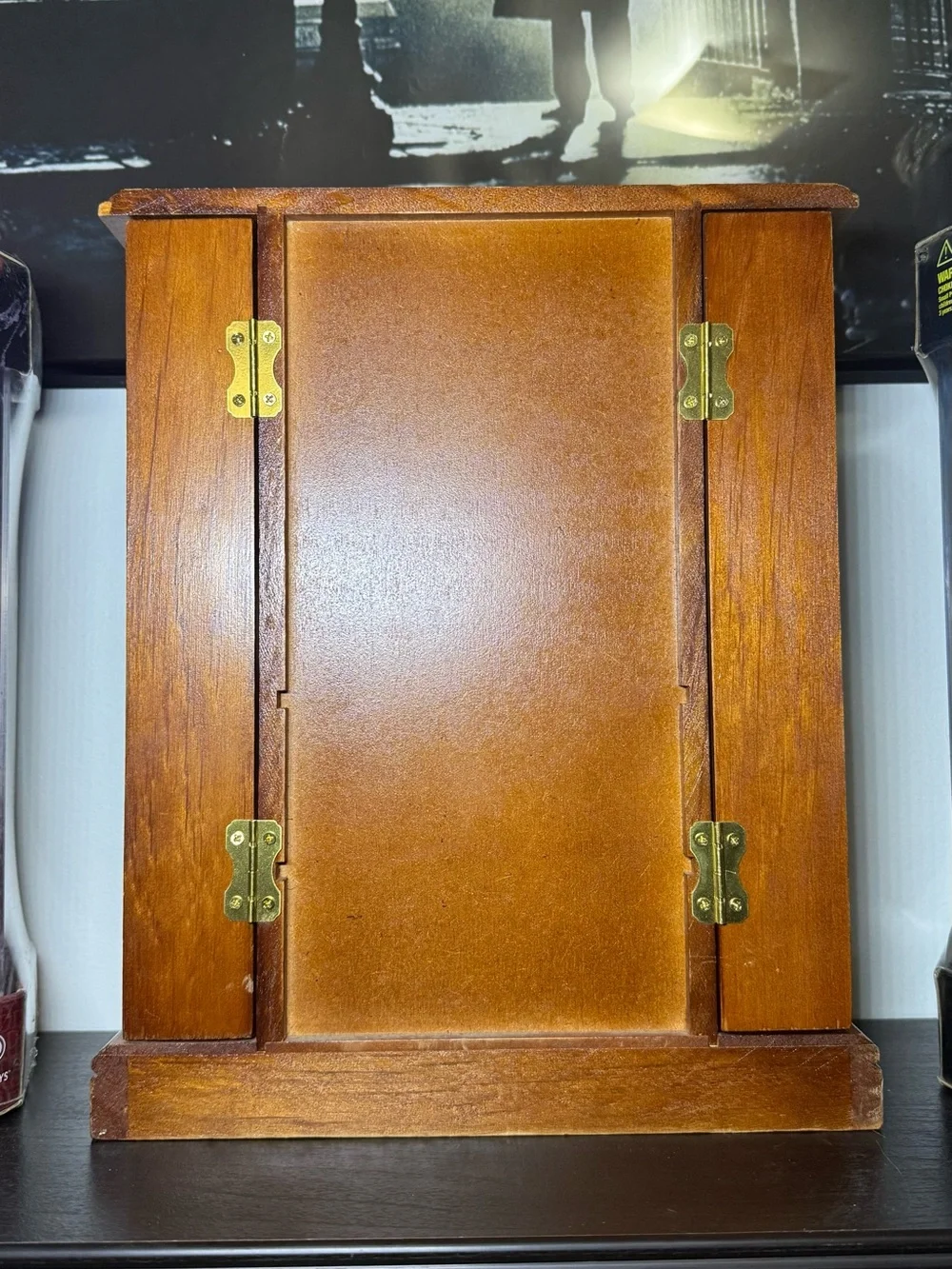 Vintage 1990s Wooden Jewelry Armoire Cabinet With Etched Flower On GlassCabinets